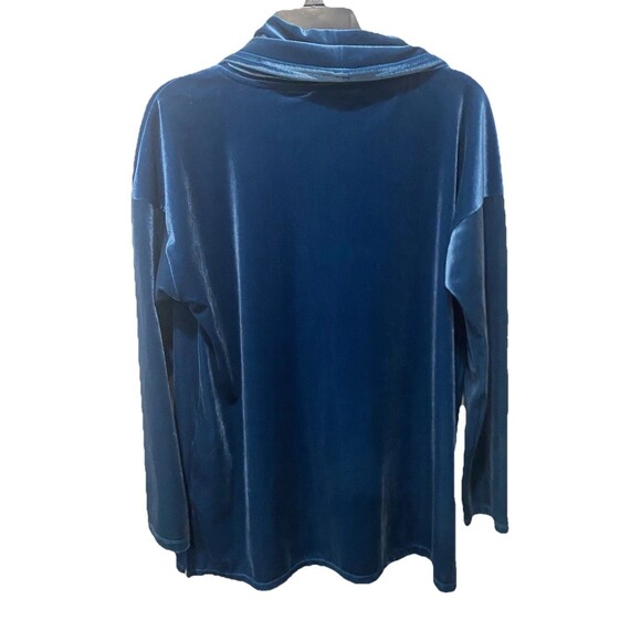 Jones New York Women's Velour Pullover Blue Velvet Shirt Blouse Sz M Whimsical - Picture 8 of 8